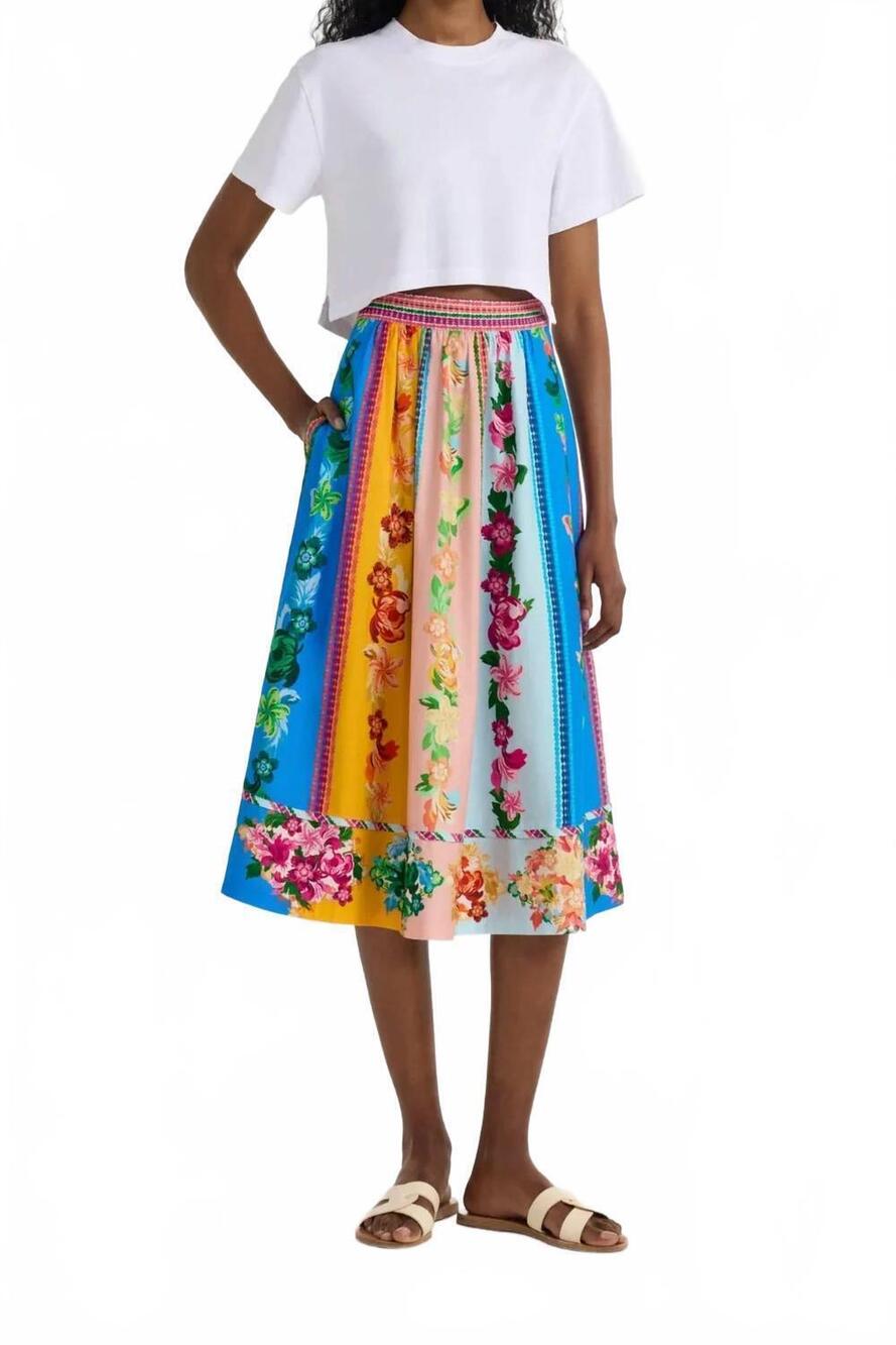 NEW SALONI pia midi skirt in bellis rainbow